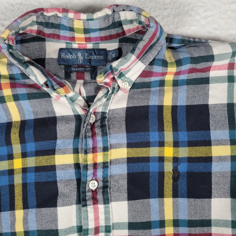 Ralph Lauren Button Down Shirt Mens Size M Multi Color Plaid Classic Fit Cotton